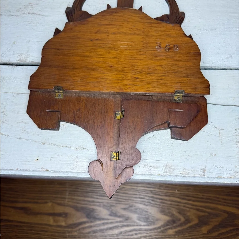 Vintage Victorian Style Scroll Wood Folding Wall Shelf Ornate primitive, distres